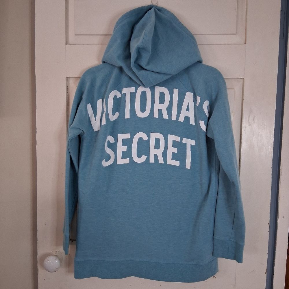 Victoria's Secret Light Turquoise Signature Angel Wing Logo Pullover Hoodie Sz M